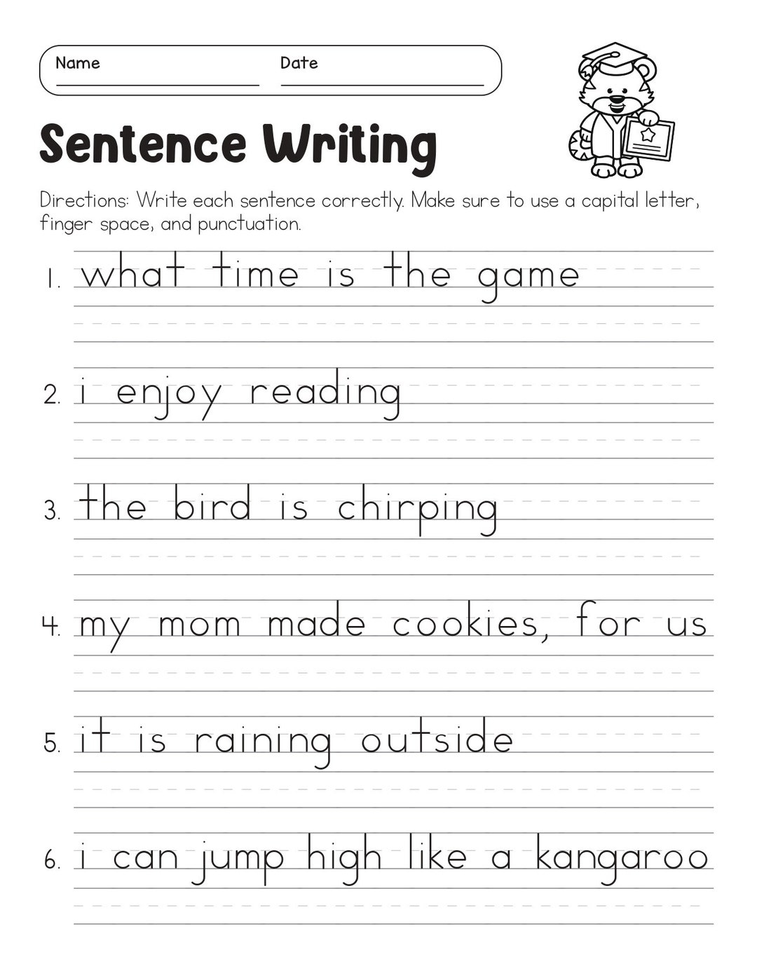Correct The Sentences Worksheets 10 Page Printable For 1st And 2nd Grade ELA Students ELA Worksheets Sentence Writing ELA Teacher Print Etsy
