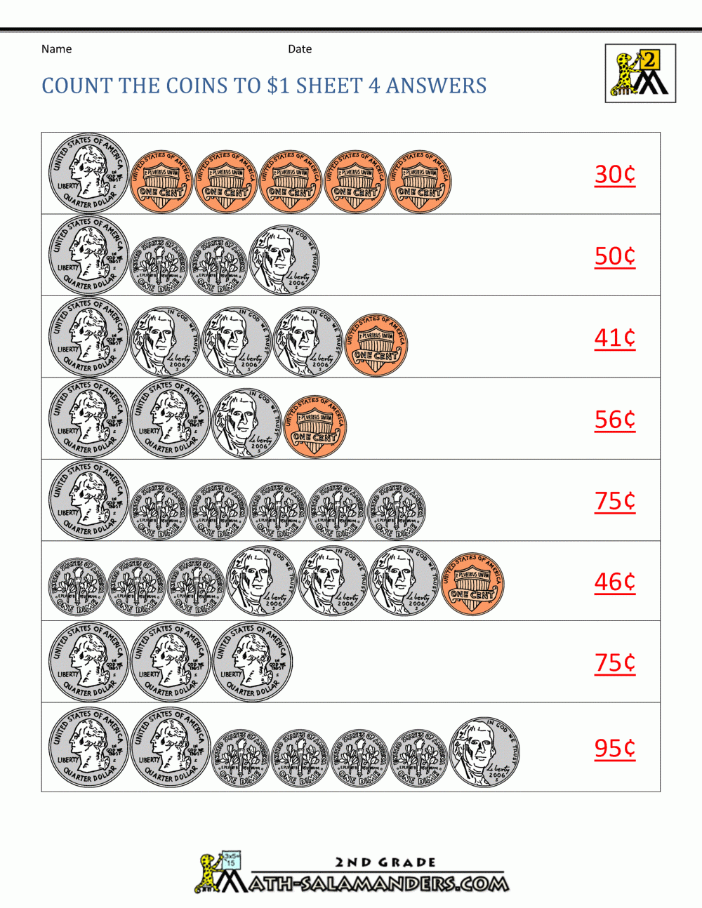 count money worksheet