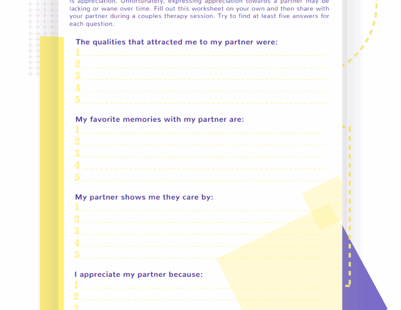Couples Therapy Worksheets