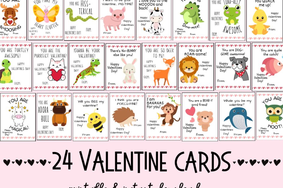 Cute Animal Valentines Day Cards Printable Animal Valentines For