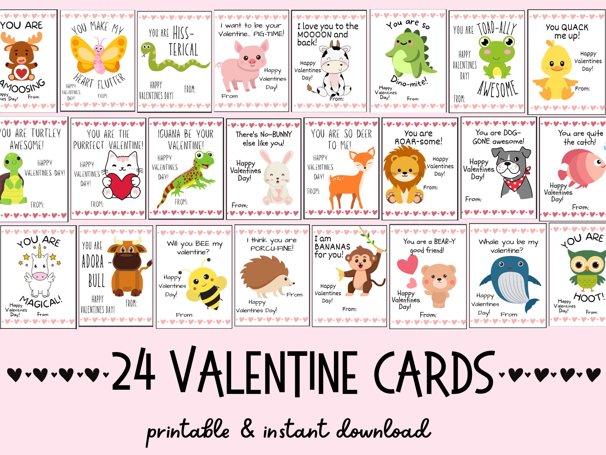 Cute Animal Valentines Day Cards Printable Animal Valentines For 