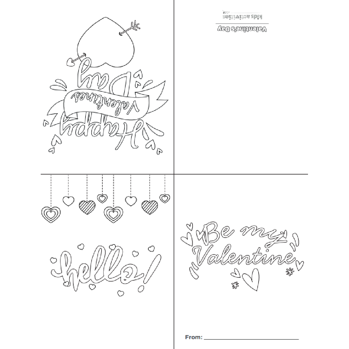 printable black and white valentine cards