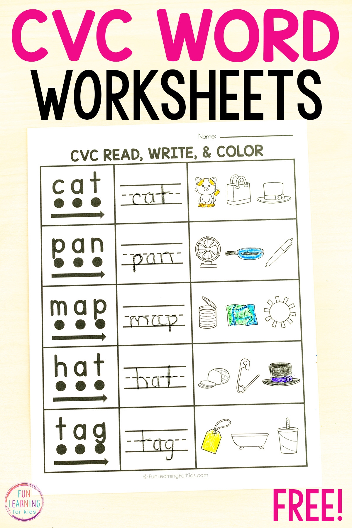 free cvc worksheets