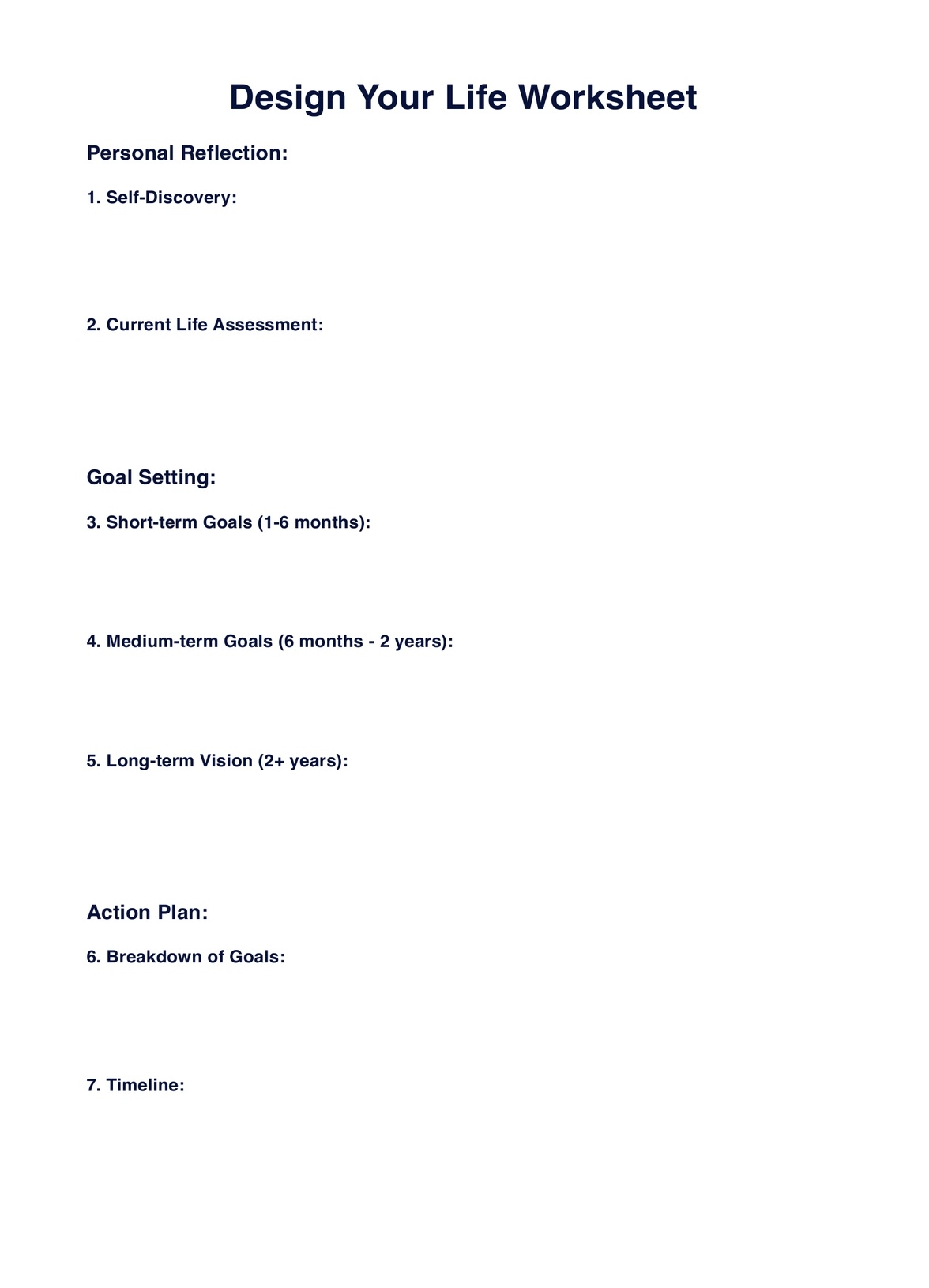 designing your life worksheets
