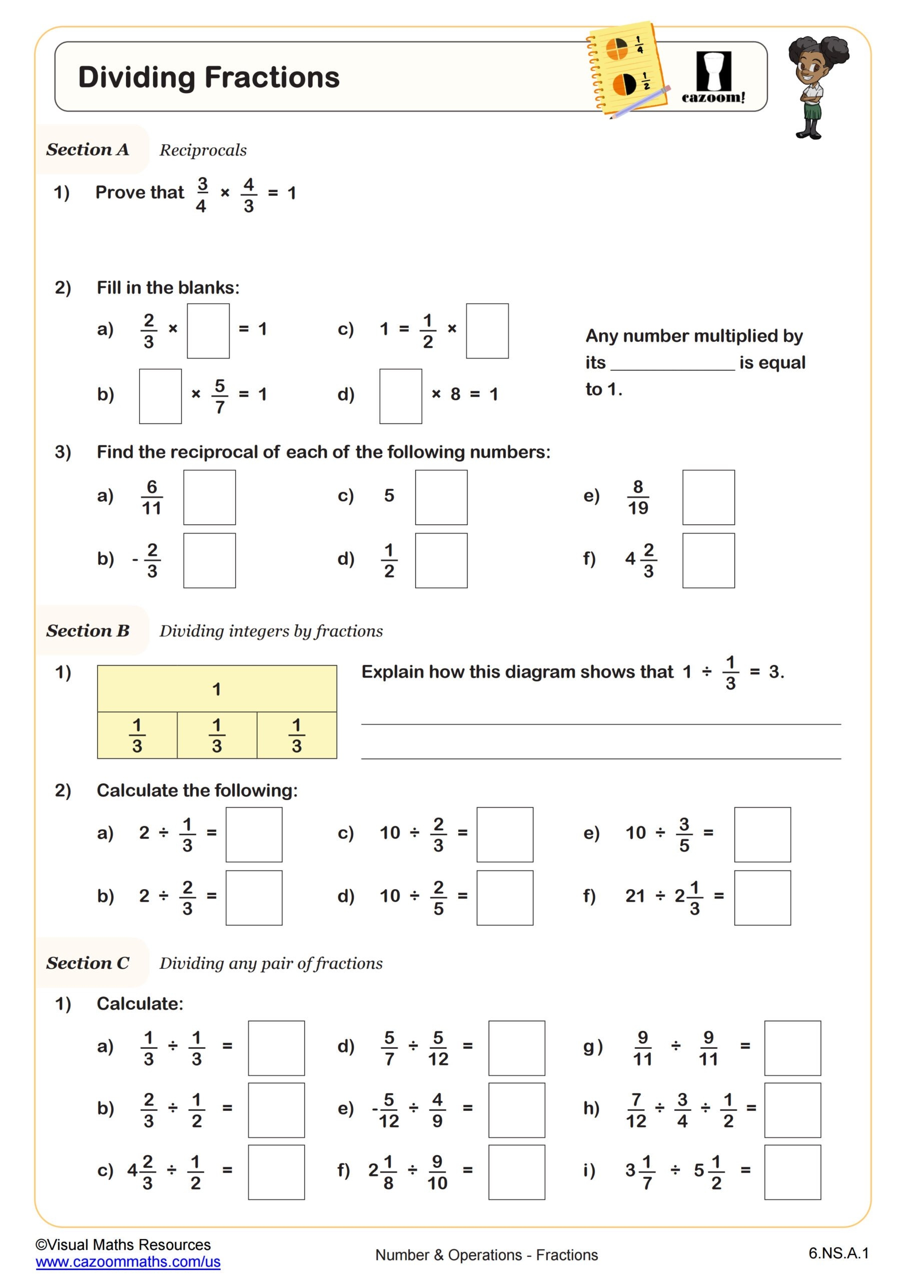 Dividing Fractions Worksheet Fun And Engaging 6th Grade PDF Worksheets