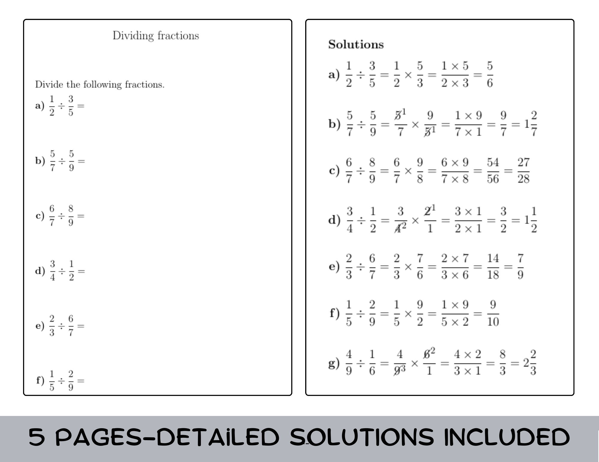 dividing fractions worksheet pdf