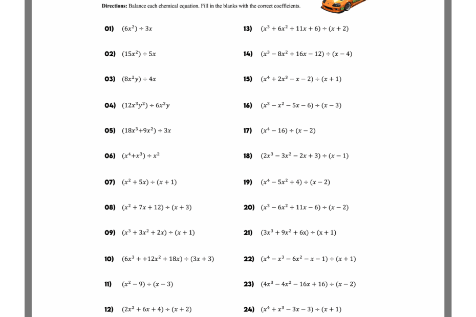 Dividing Polynomials Worksheets With Answers Mashup Math