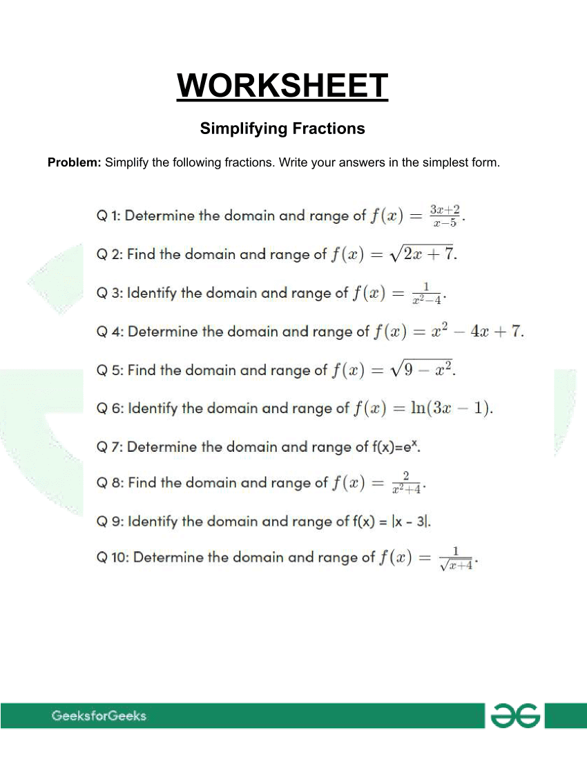 domain and range worksheet with answers pdf