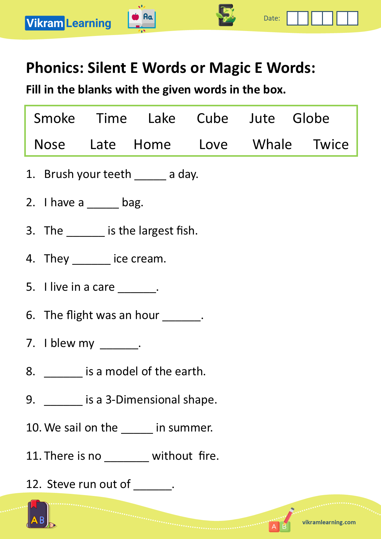 silent e long vowels worksheet