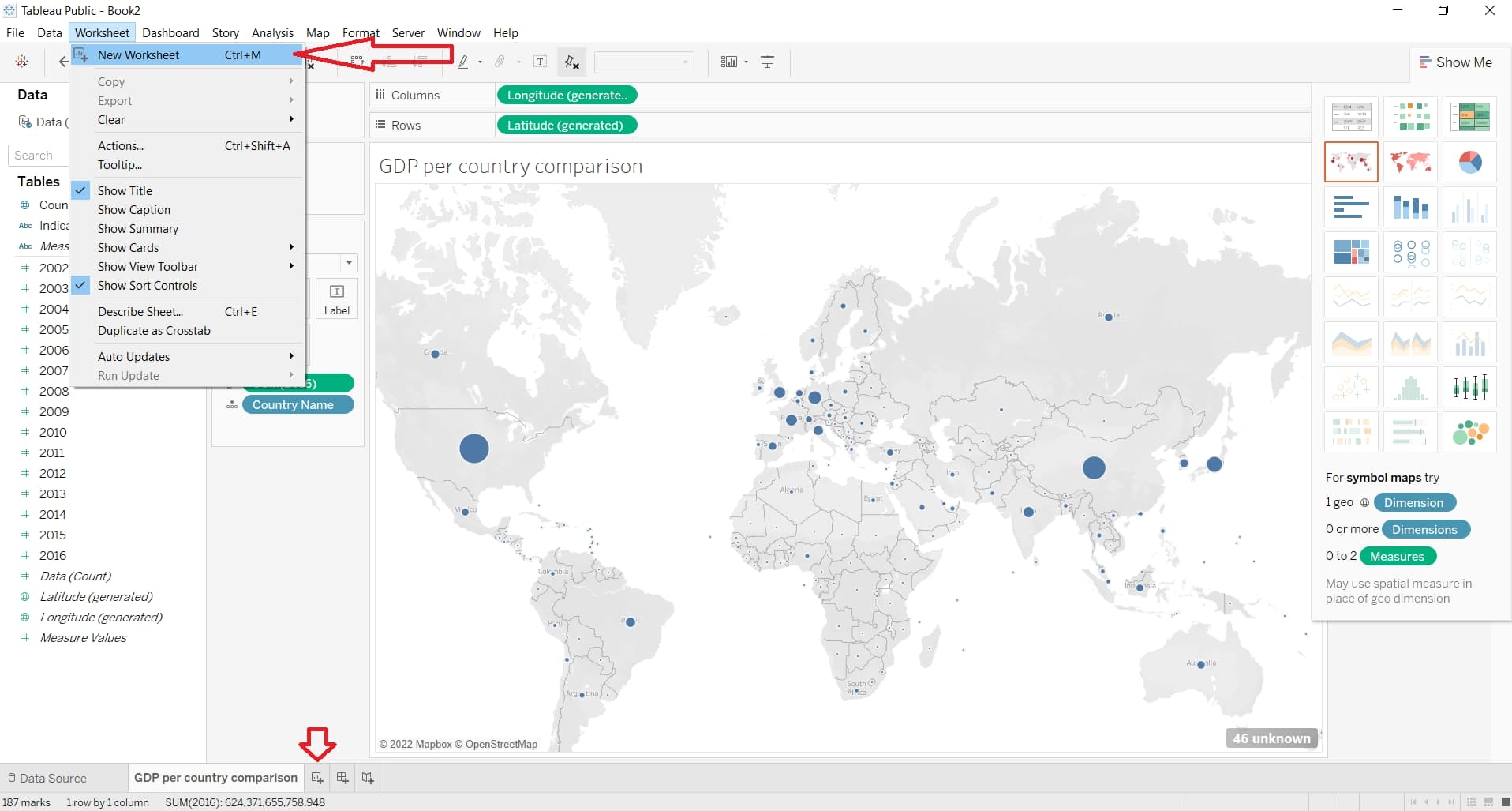 show title in tableau worksheet