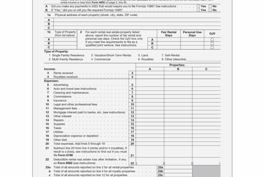 E1204 Form 1040 Schedule E Supplemental Income And Loss Page 1