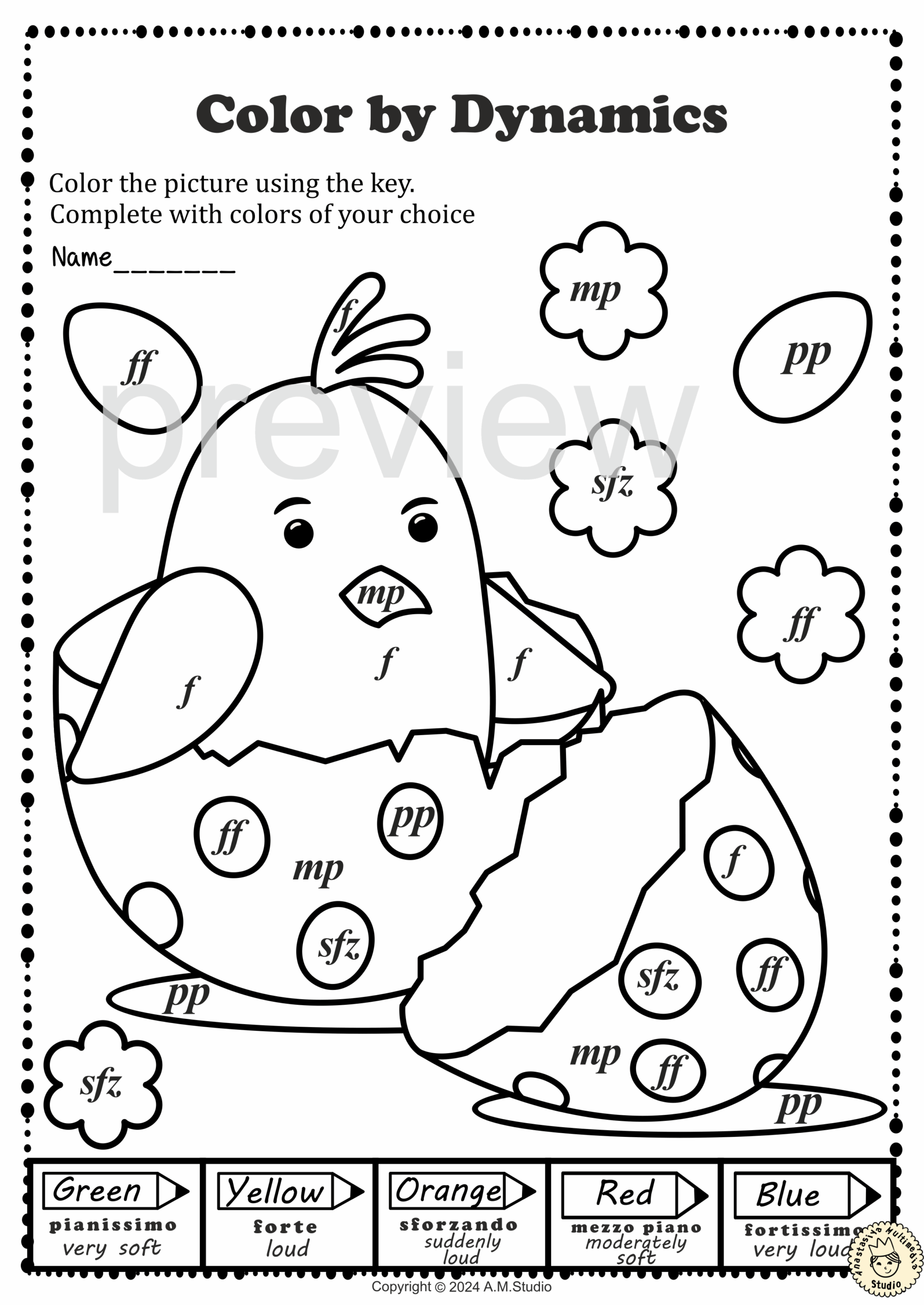 music coloring worksheets