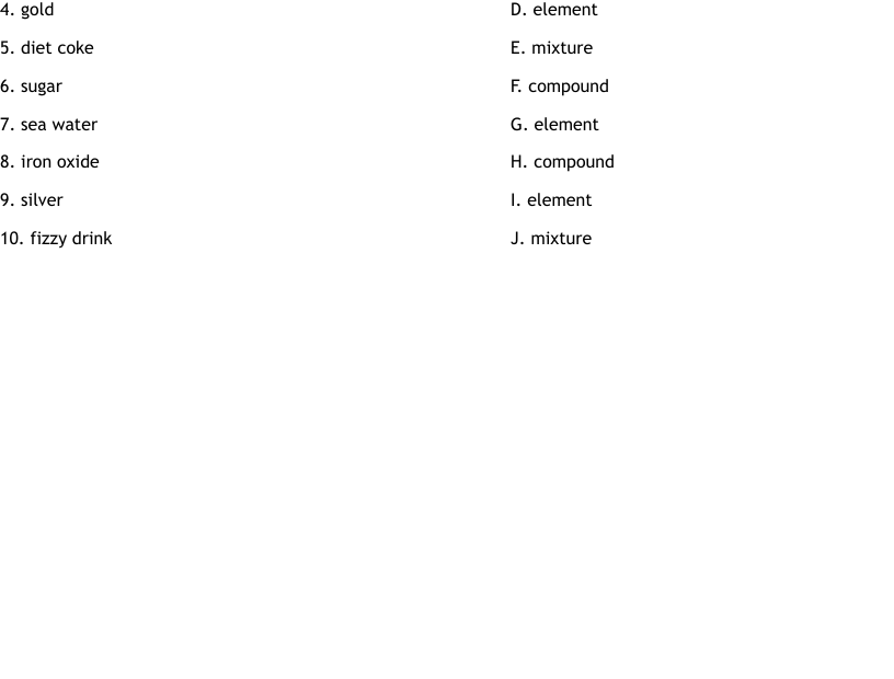 Elements Compounds And Mixtures Worksheet WordMint