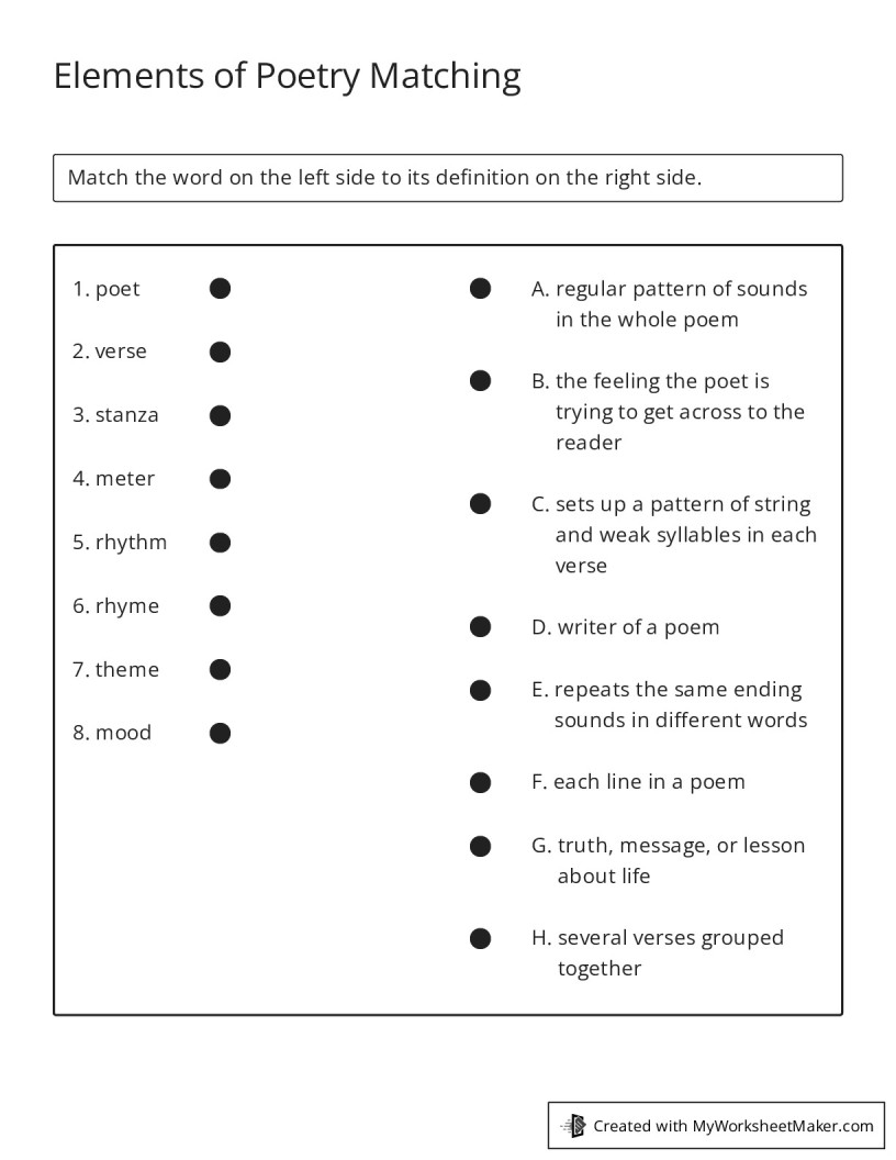 poetry worksheets