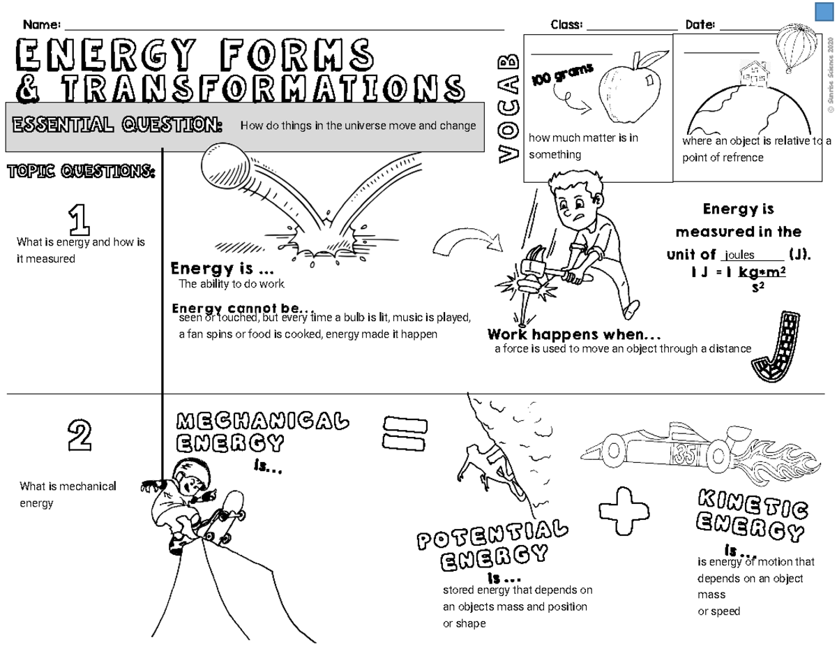 Energy Forms And Transformations Study Guide SCI101 Studocu
