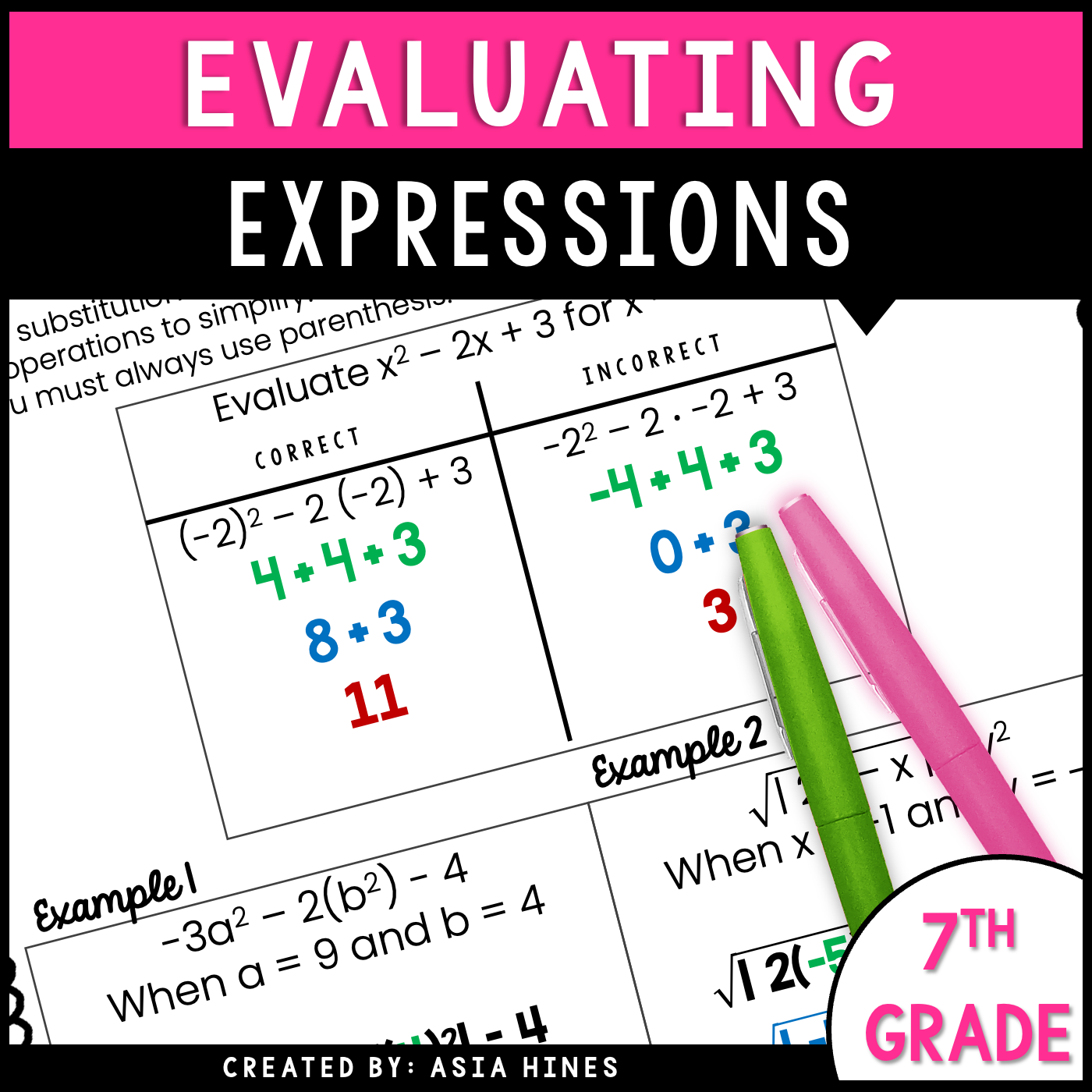 Evaluating Algebraic Expressions Using Substitution Guided Notes And Practice The Sassy Math Teacher