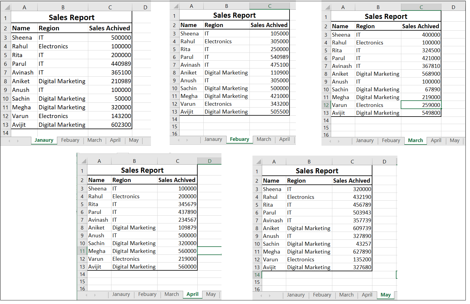 Excel Combine Data From Multiple Worksheets Tabs Into One 