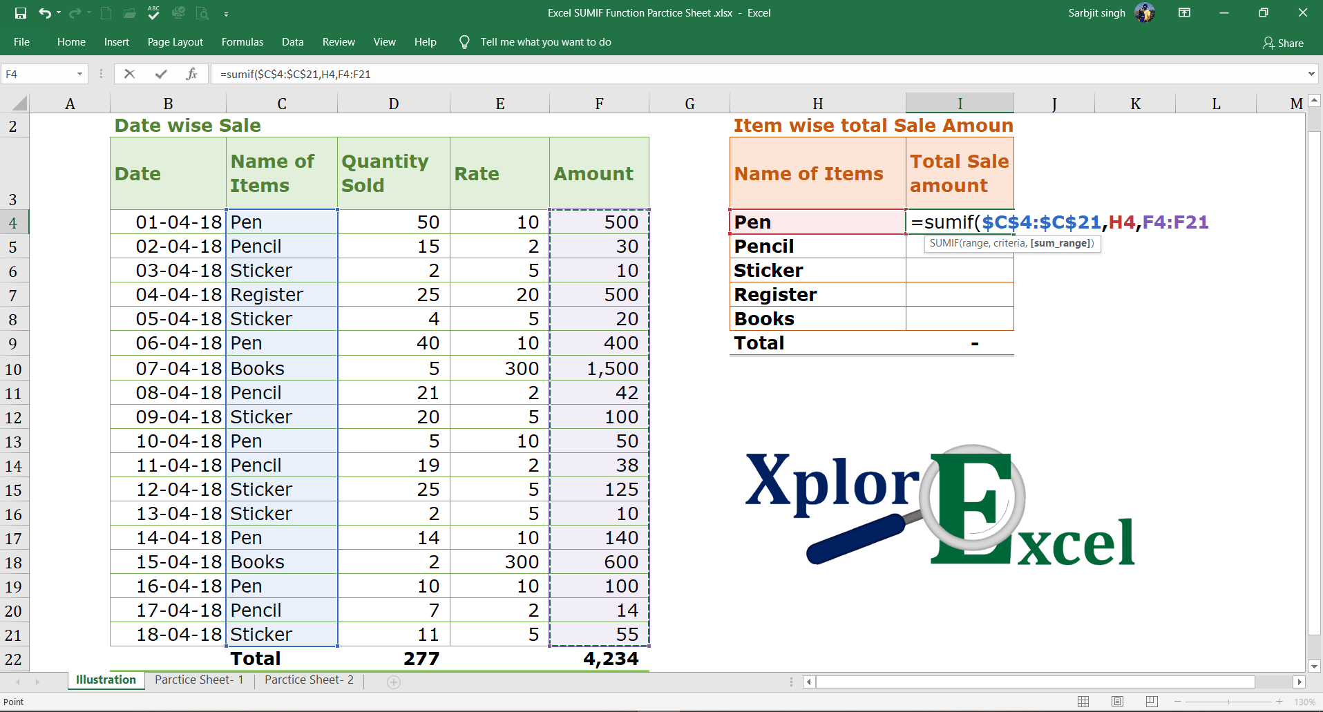 Excel SUMIF Function Download Practice Sheet Xplore Excel