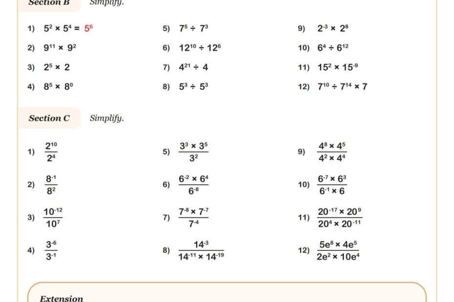 Exponential Expressions Multiplying And Dividing Worksheet Fun