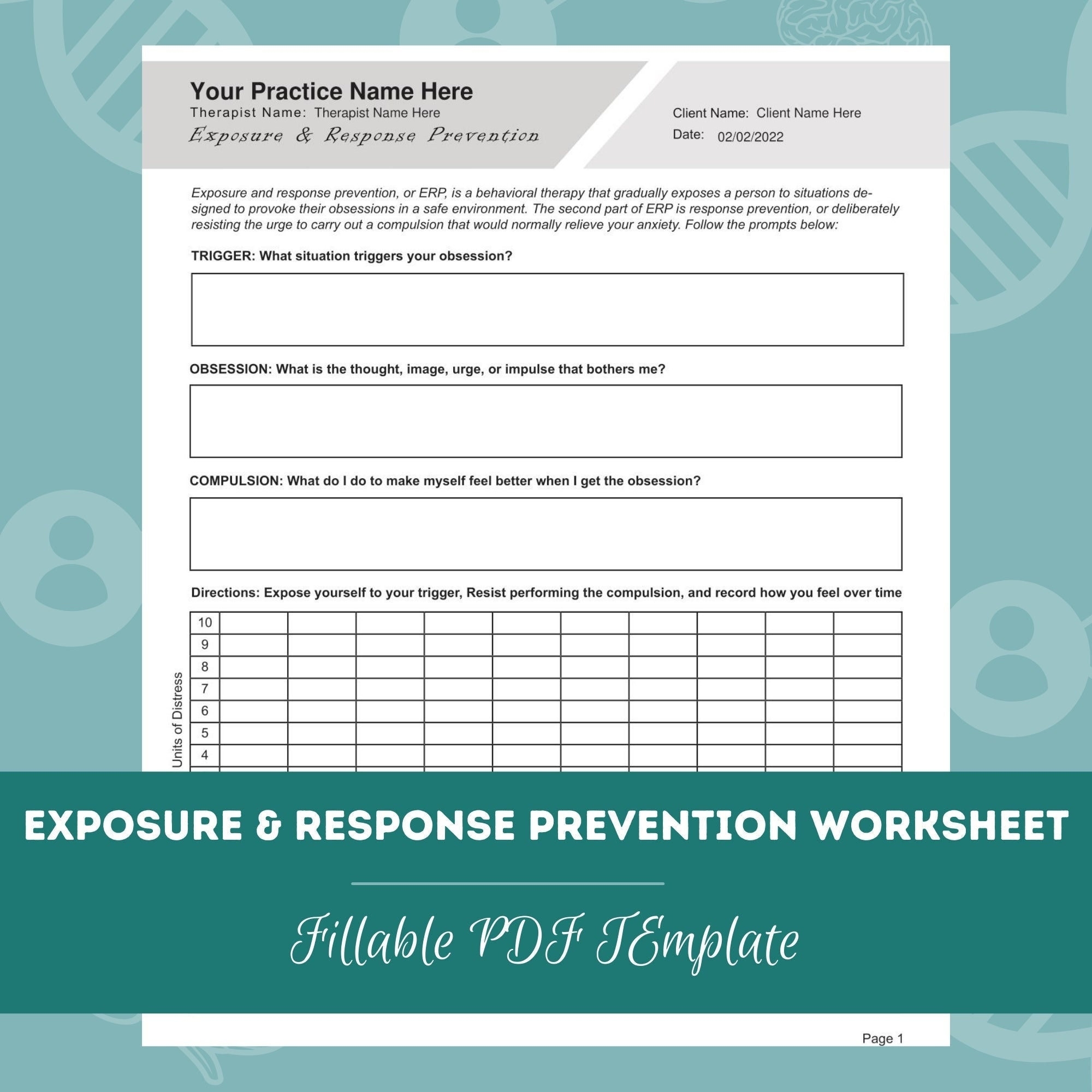 Exposure And Response Prevention ERP Therapy Worksheet Bundle TherapyByPro Worksheets Library