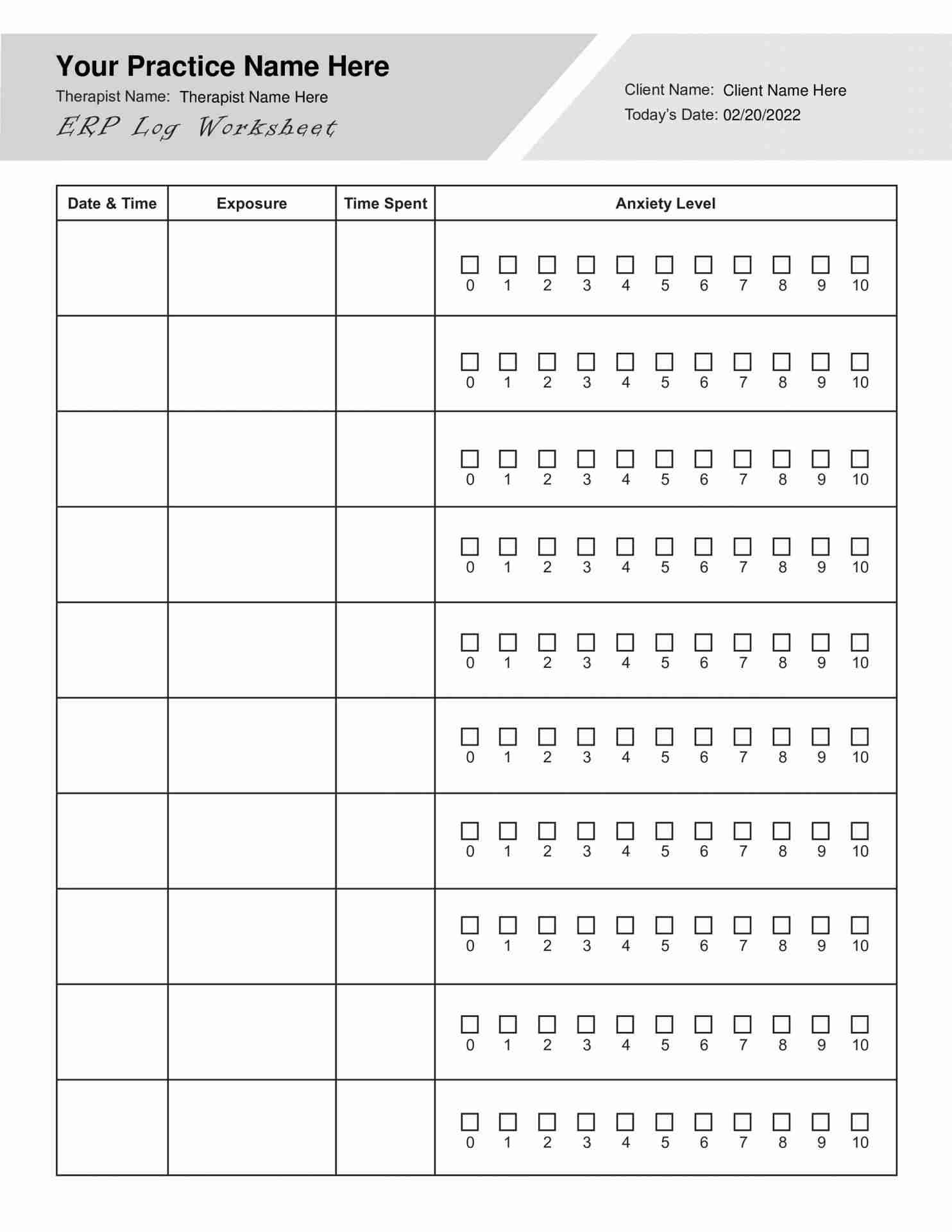Exposure And Response Prevention ERP Therapy Worksheet Bundle TherapyByPro