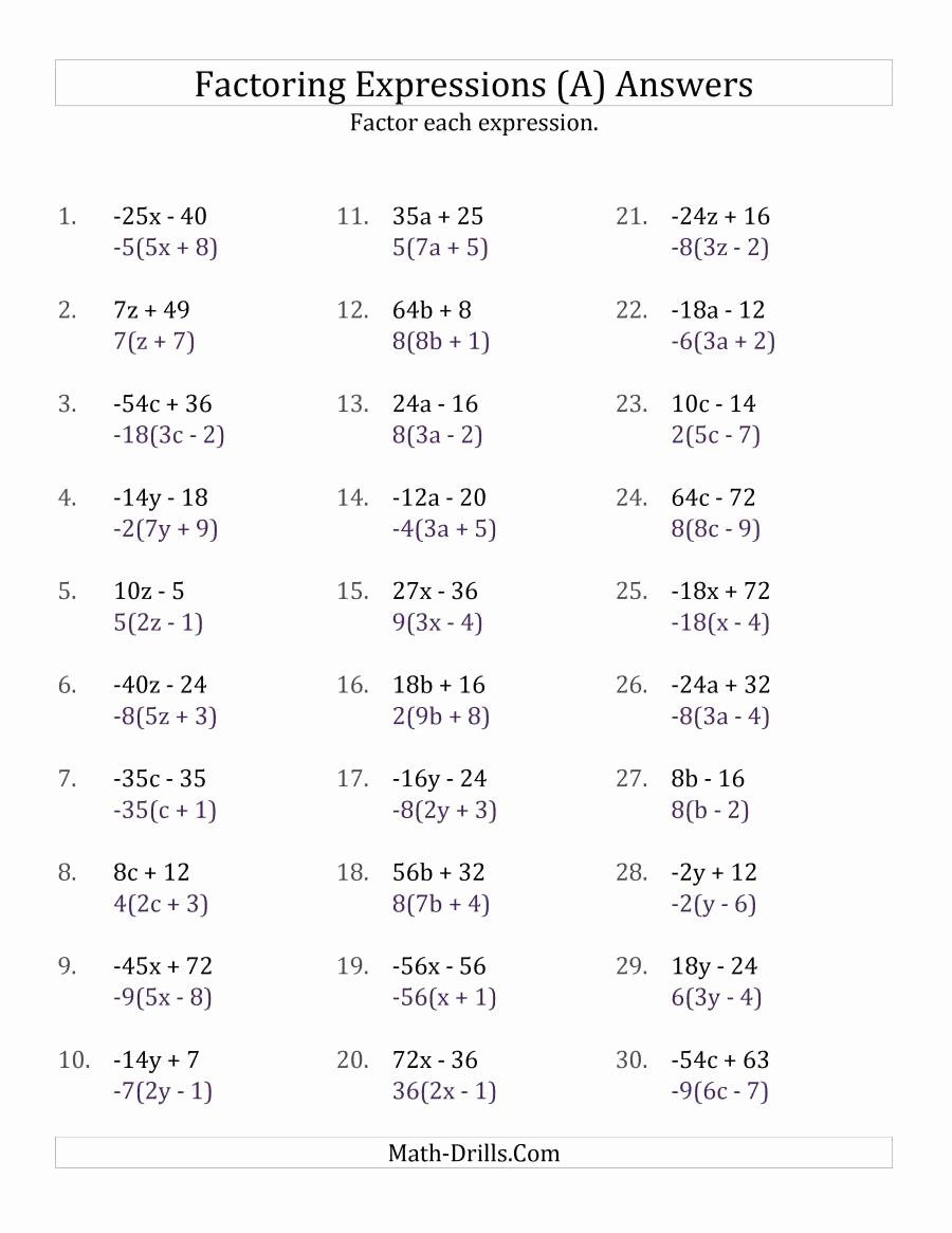 Factoring Linear Expressions Worksheet Fresh Simplifying Linear 