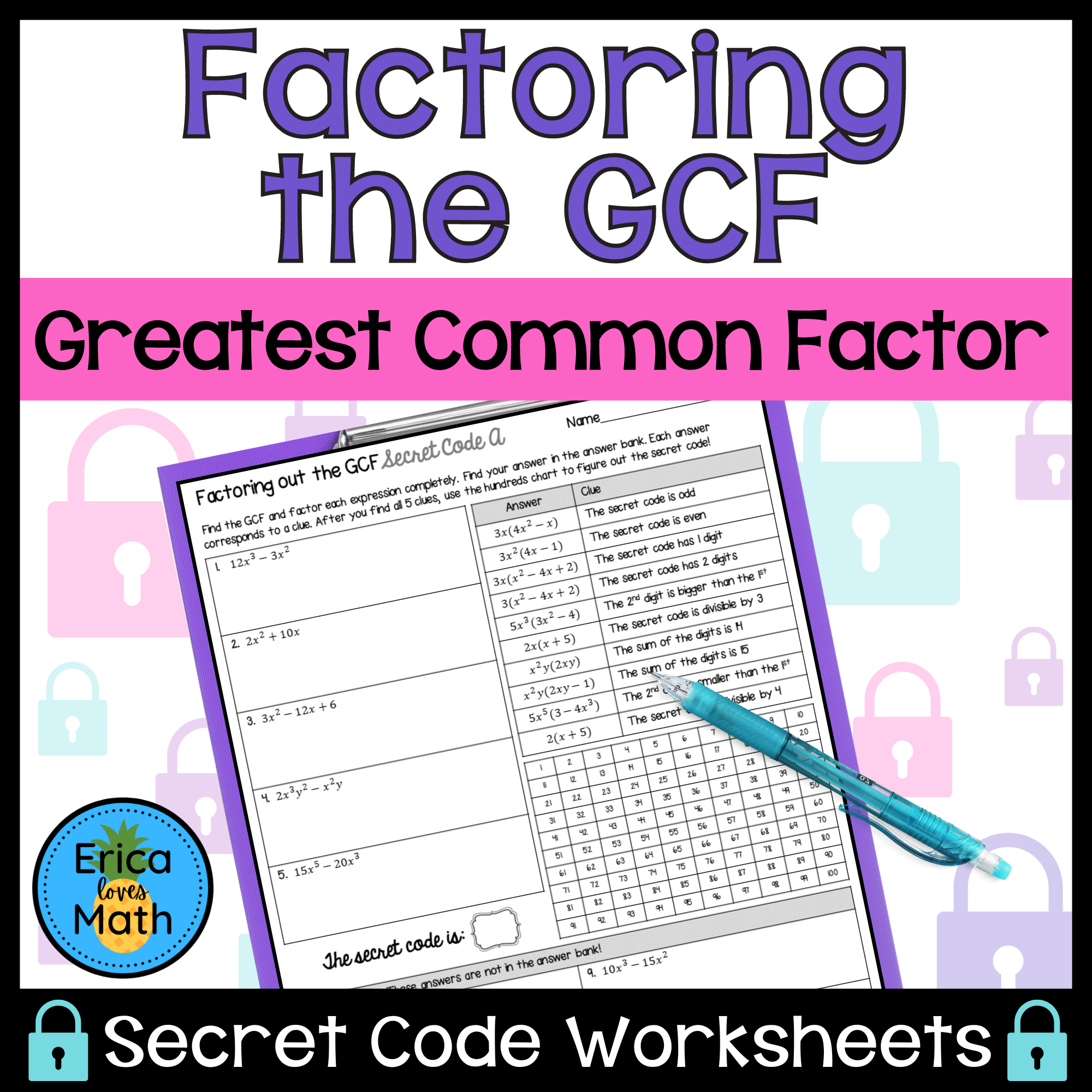 factoring greatest common factor worksheet