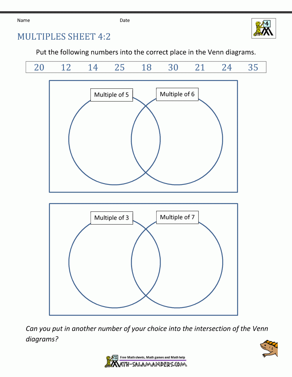 multiples worksheet