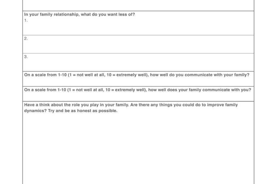 Family Therapy Worksheet U0026 Example Free PDF Download