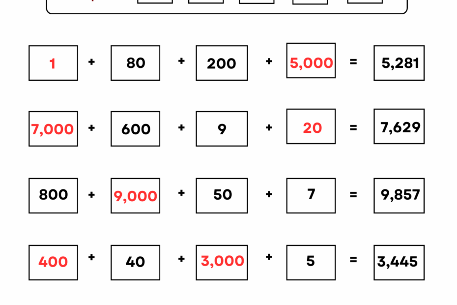 Find Missing Place Value 4 digits Worksheets For Grade 4 Kidpid