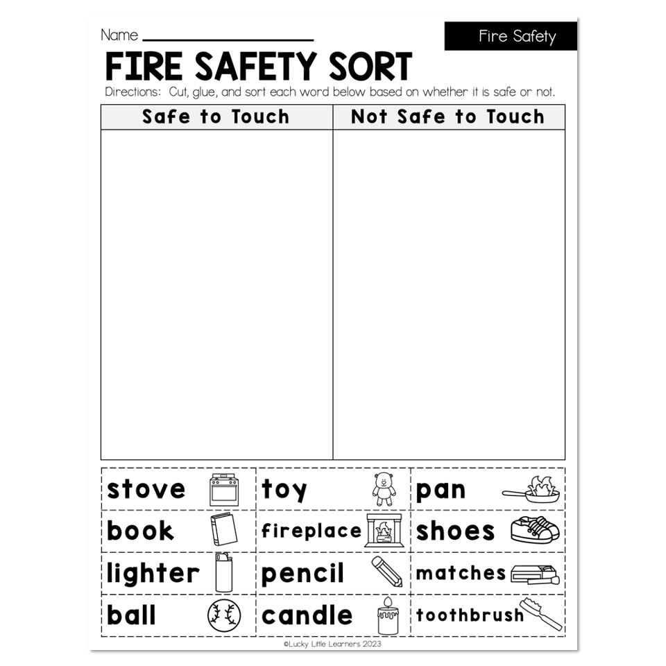 Fire Safety Fire Safety Sort Lucky Little Learners
