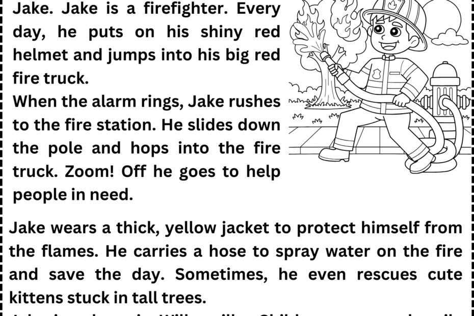 Firefighter Reading Comprehension Worksheet Free