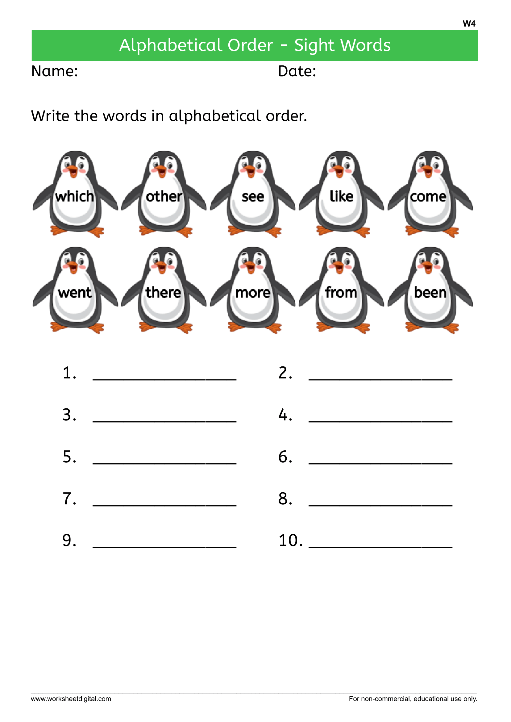 First Grade Sight Words W4 Worksheet Digital 1 Teacher Made Resources