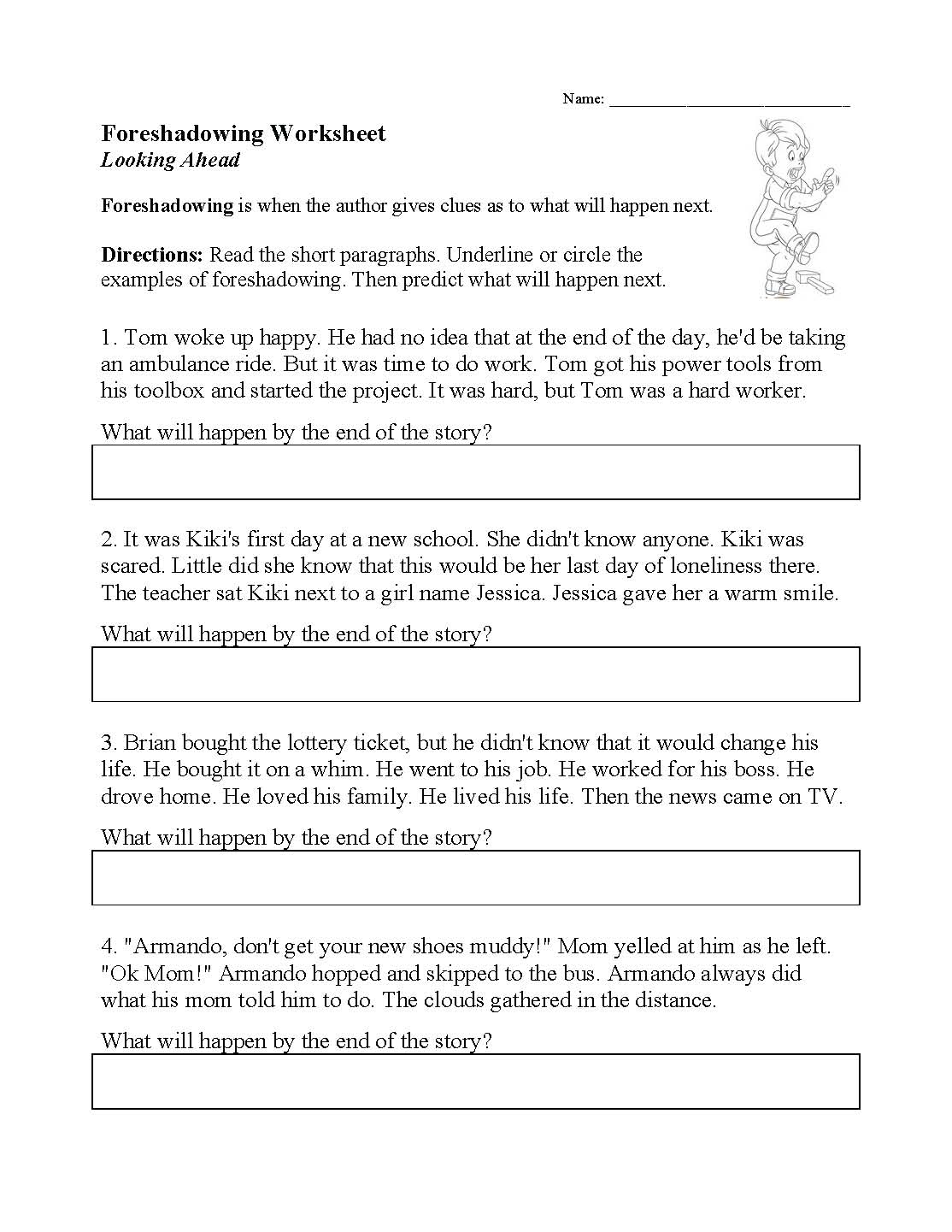 Foreshadowing Worksheet Literary Techniques Activity