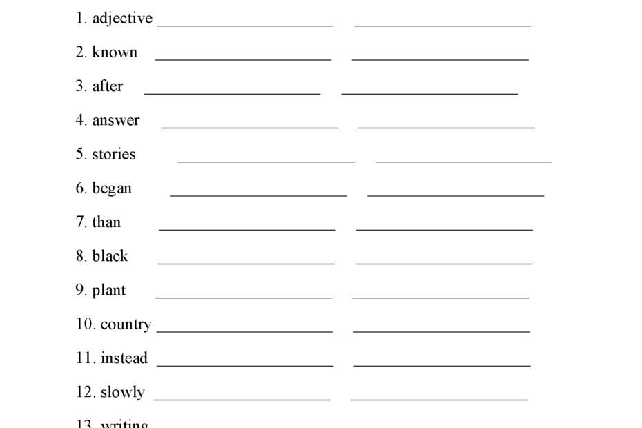 Fourth Grade Spelling Worksheets Free Printable Word Lists