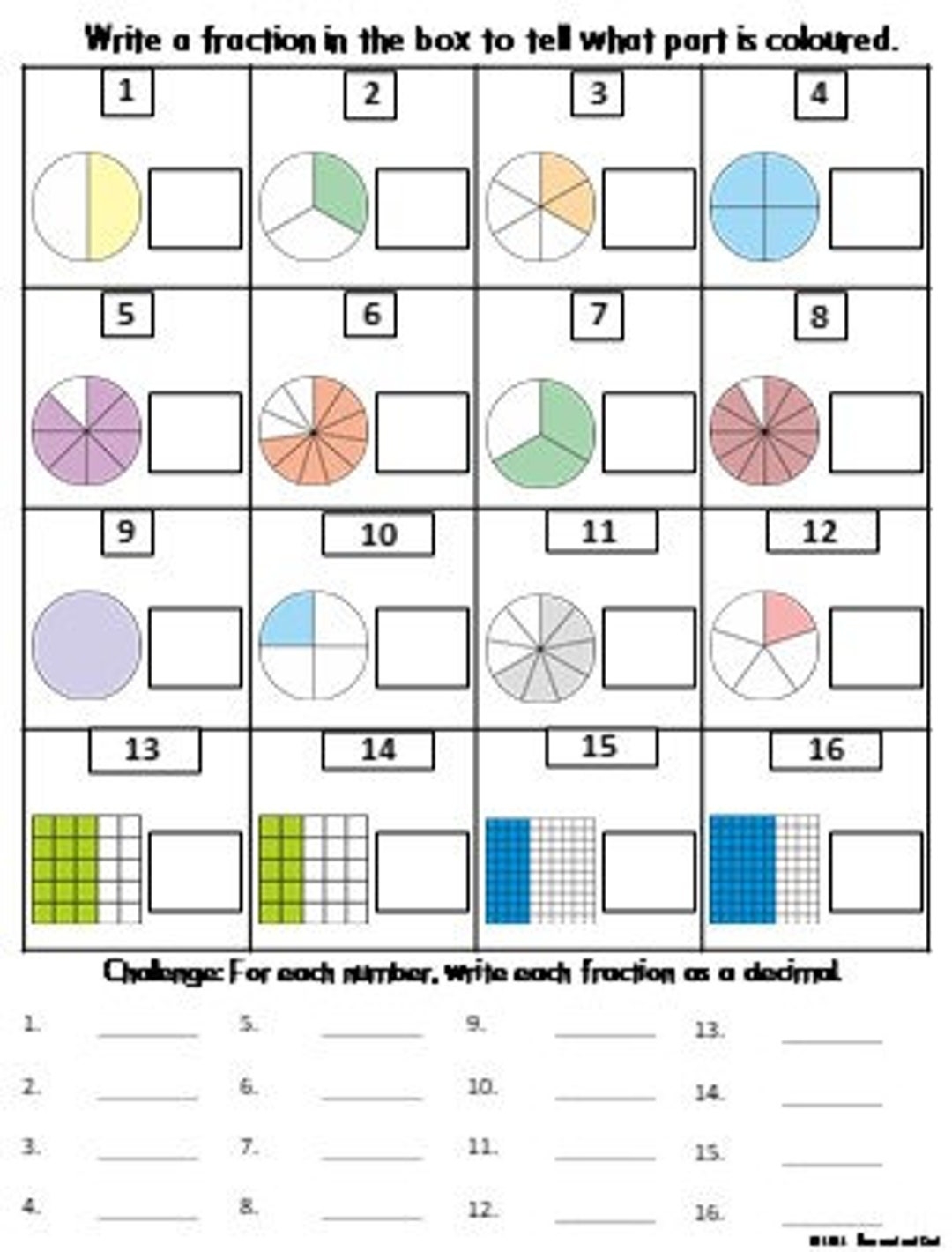 Fractions Math Worksheets Grade 4th 5th 6th Etsy UK