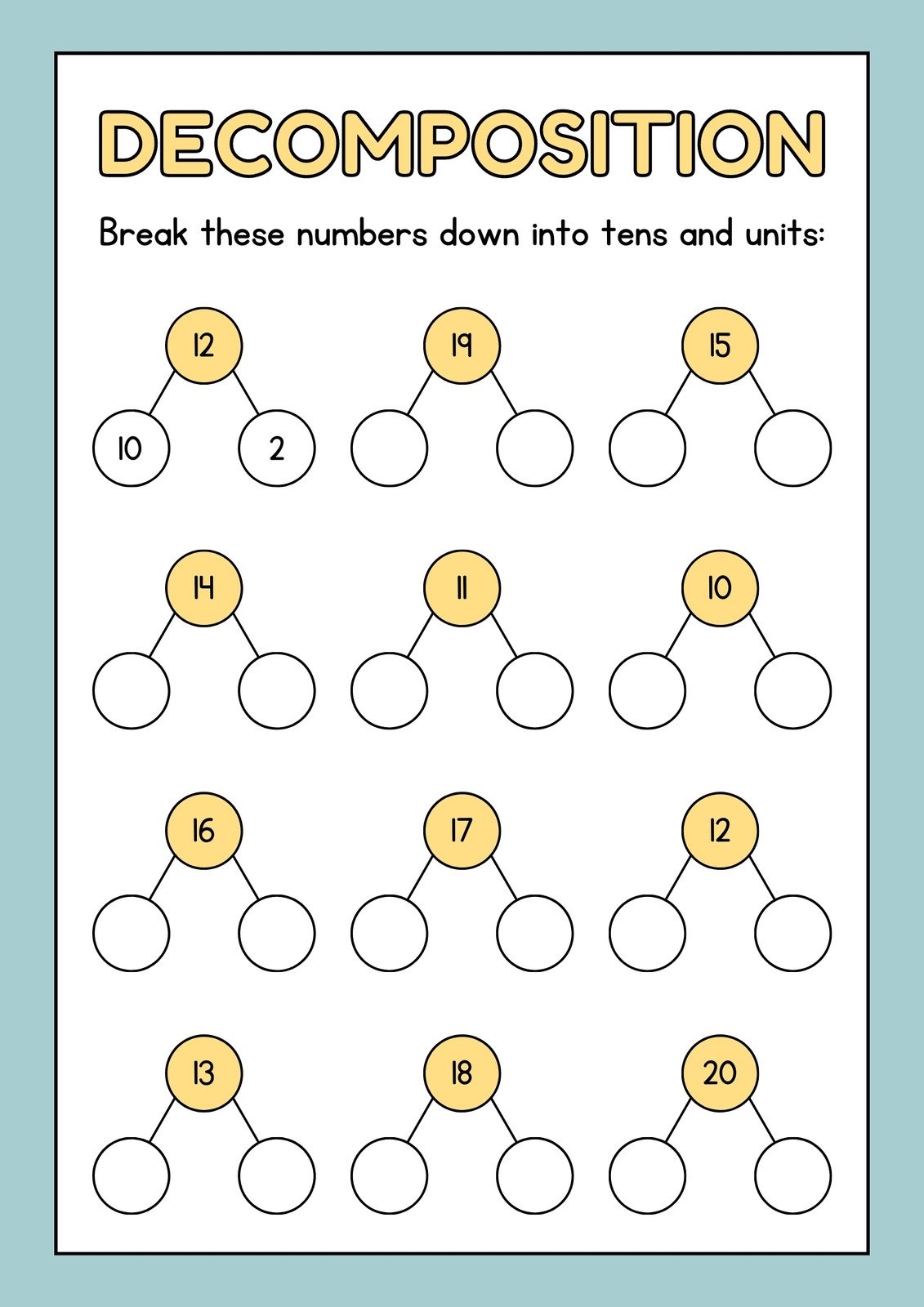 printable worksheet for class 1 maths