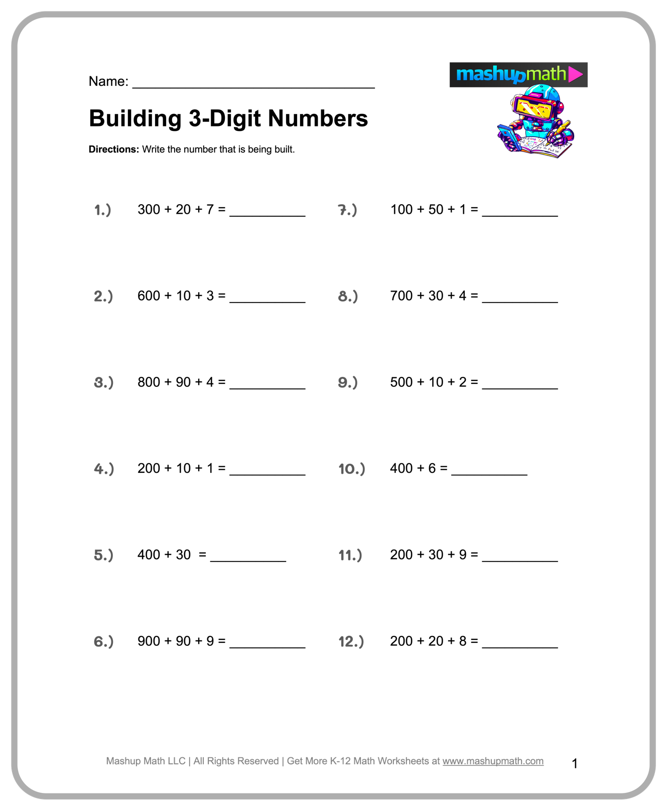 free printable math worksheets for 3rd grade