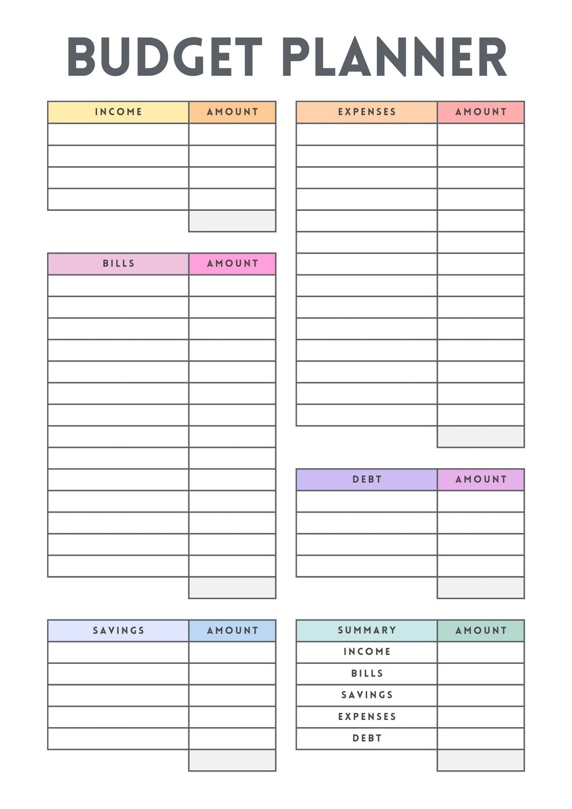 free budget worksheets