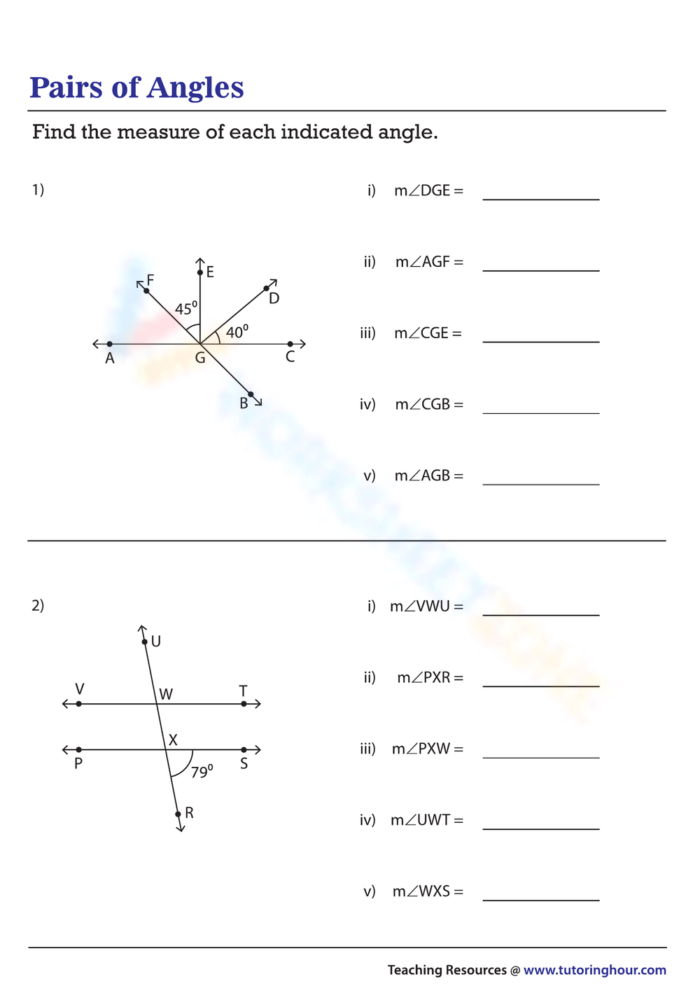Free Angle Pair Relationships Worksheets For Teaching Worksheets 