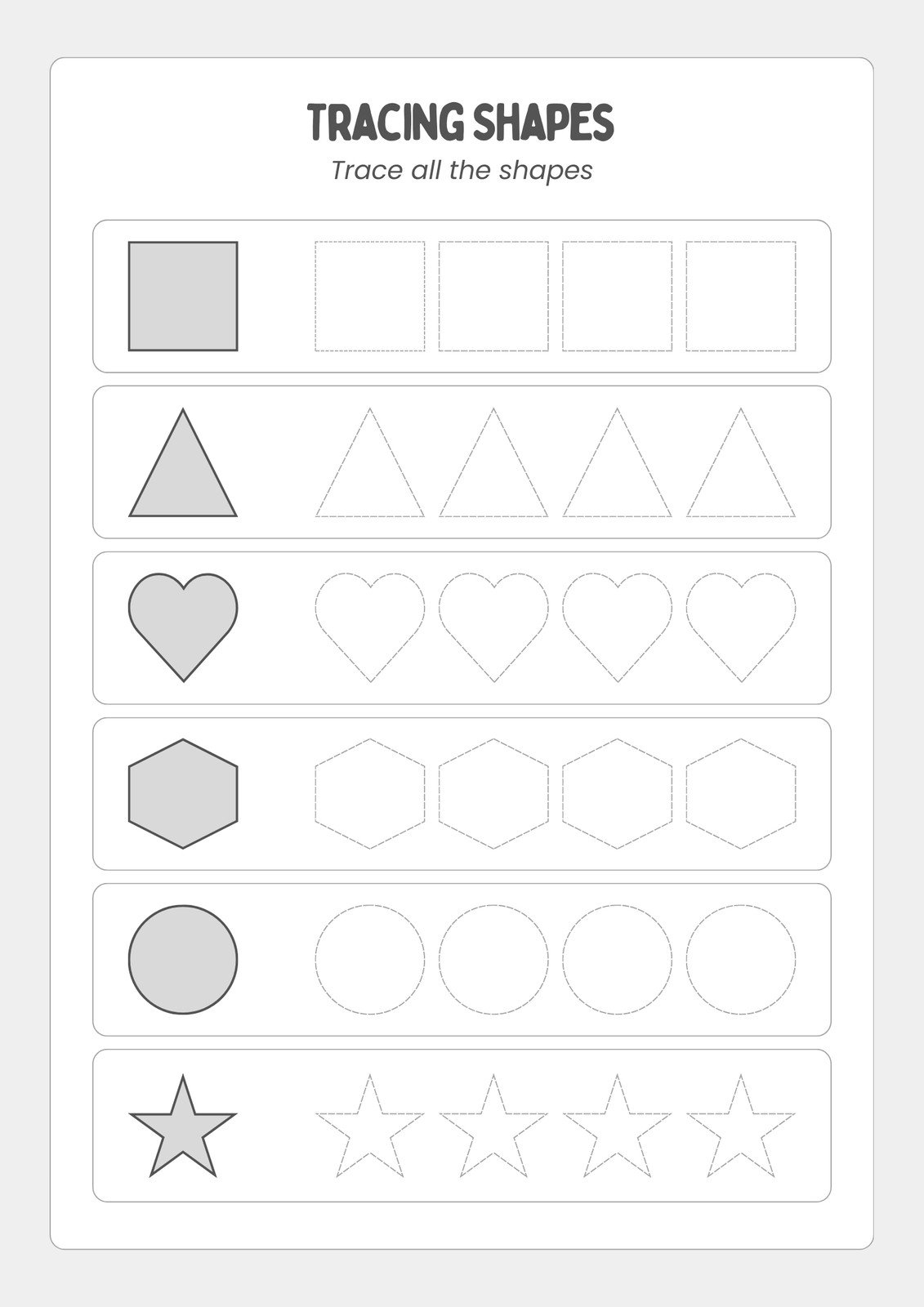 free printable shapes worksheets