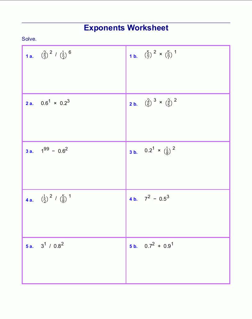 exponents worksheets pdf