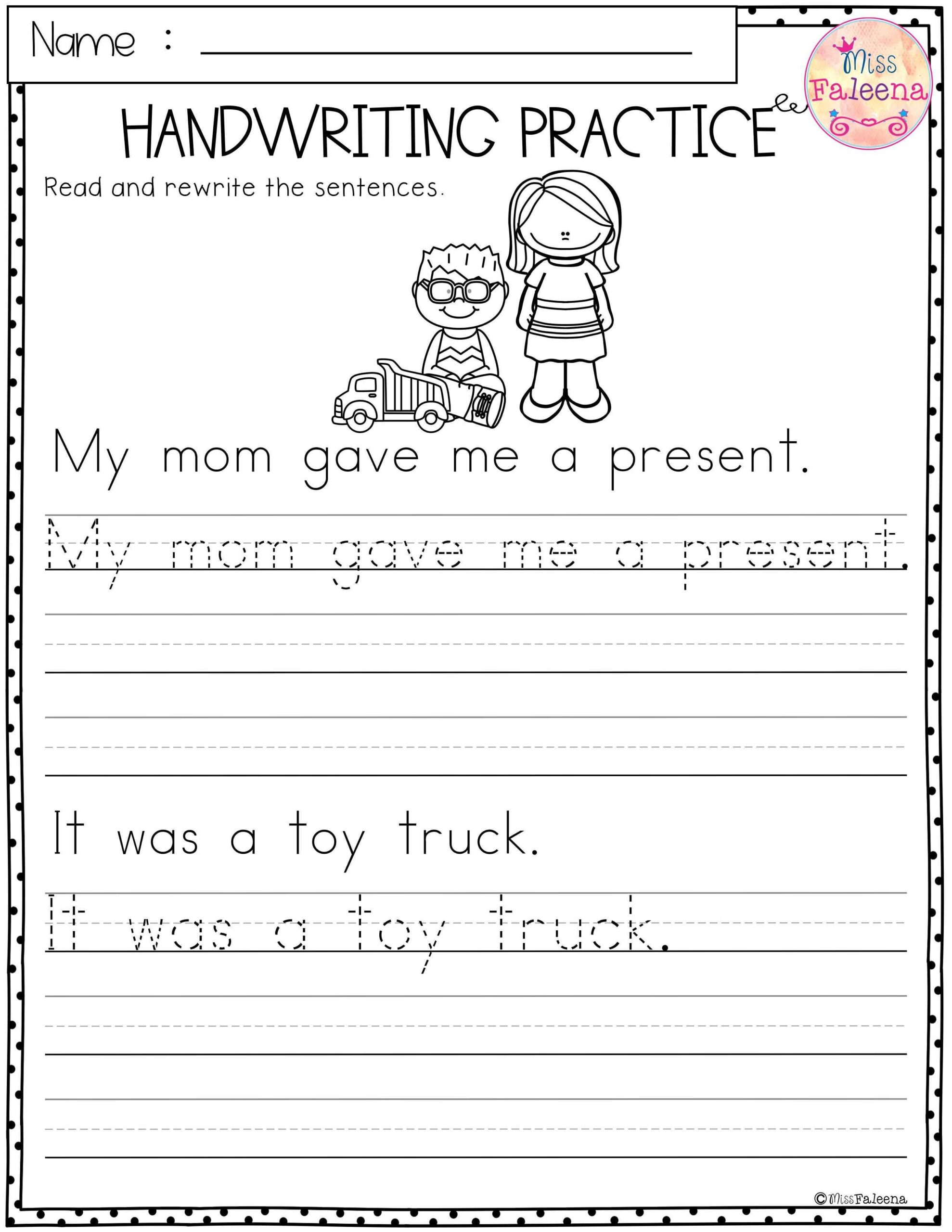 Free Handwriting Worksheets For Kindergarten Block Style Print Worksheets Library