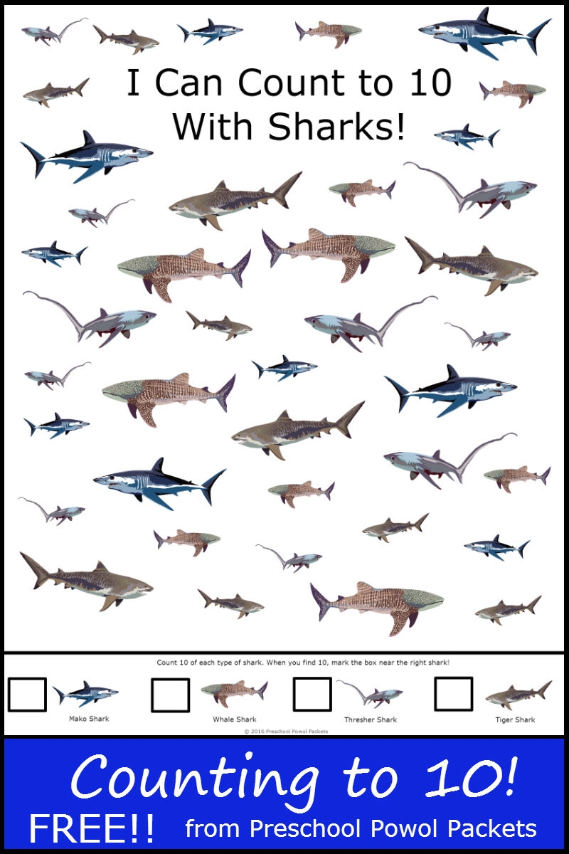 FREE I Can Count To 10 Sharks