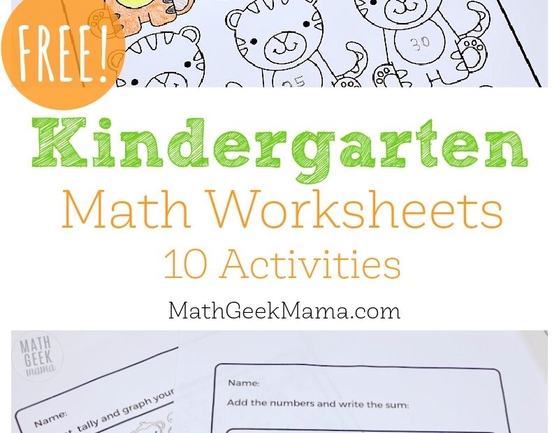 FREE Kindergarten Math Worksheets Multiple Skills Animal Theme