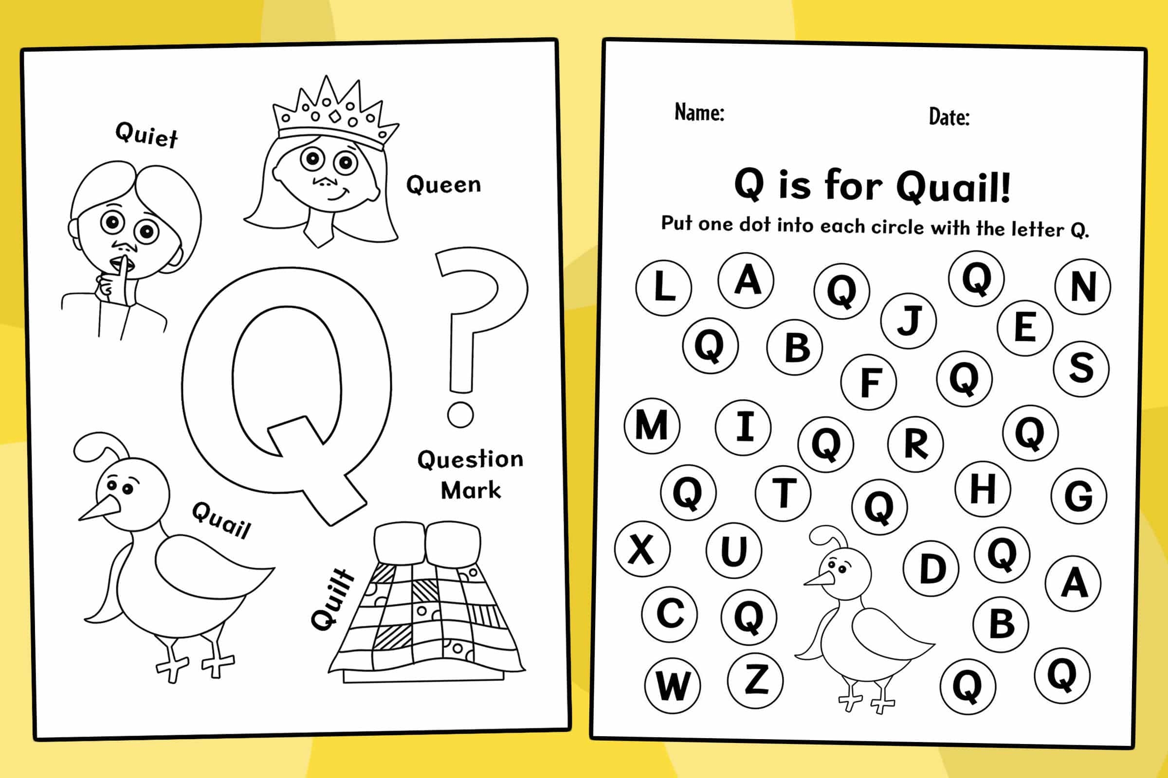 preschool letter q worksheet