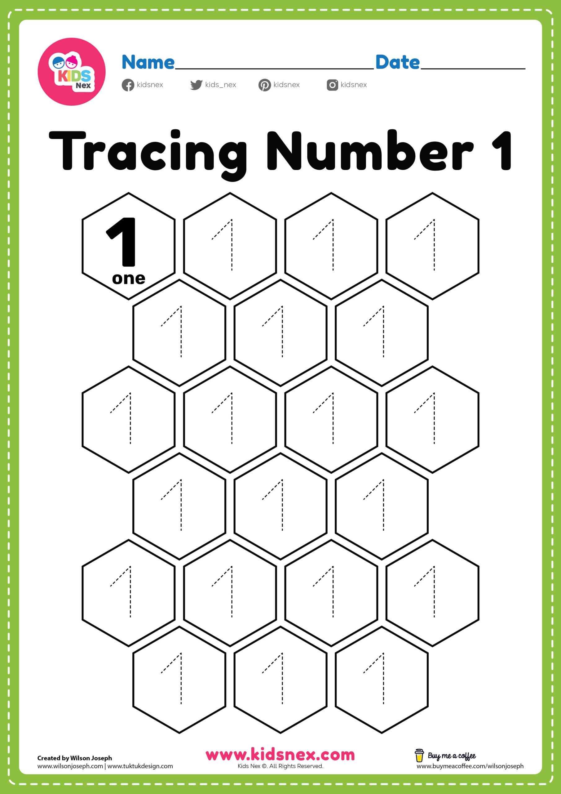 number 1 printable worksheet pdf