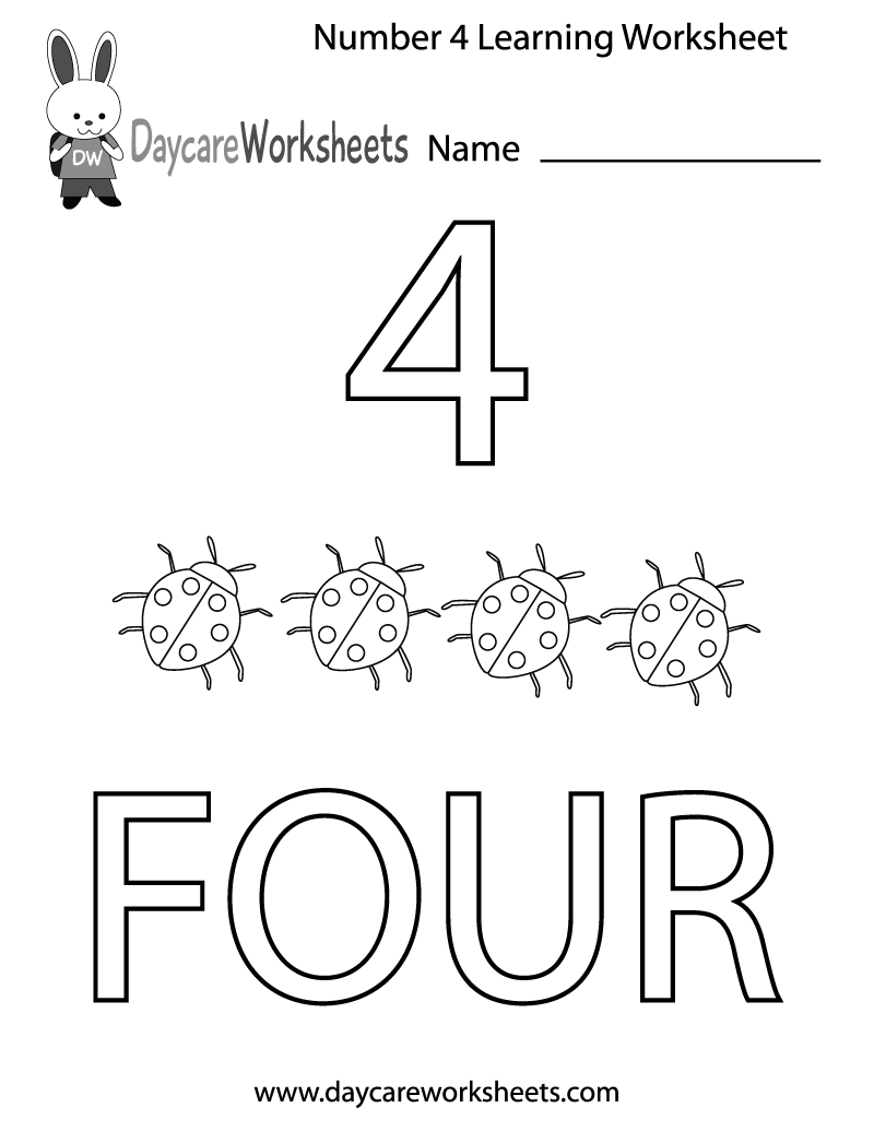 numeral 4 worksheet