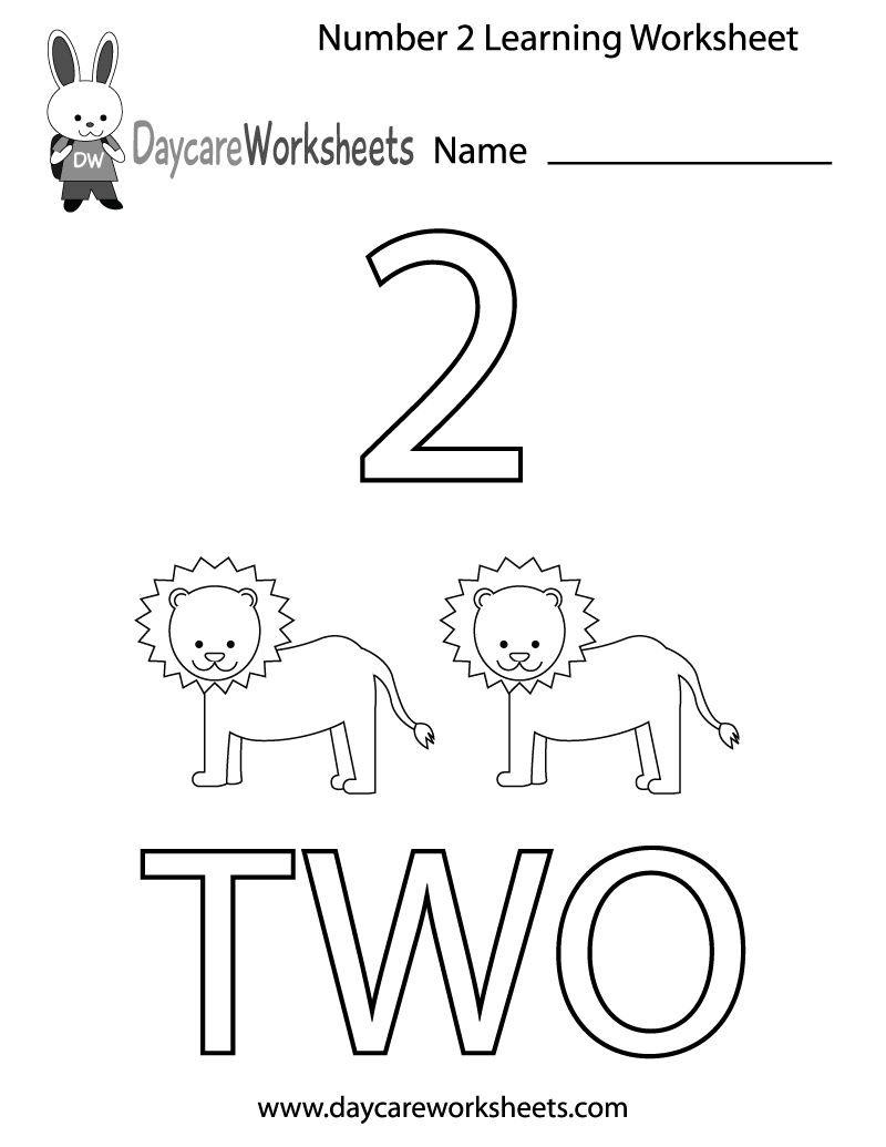 number 2 worksheet for preschool