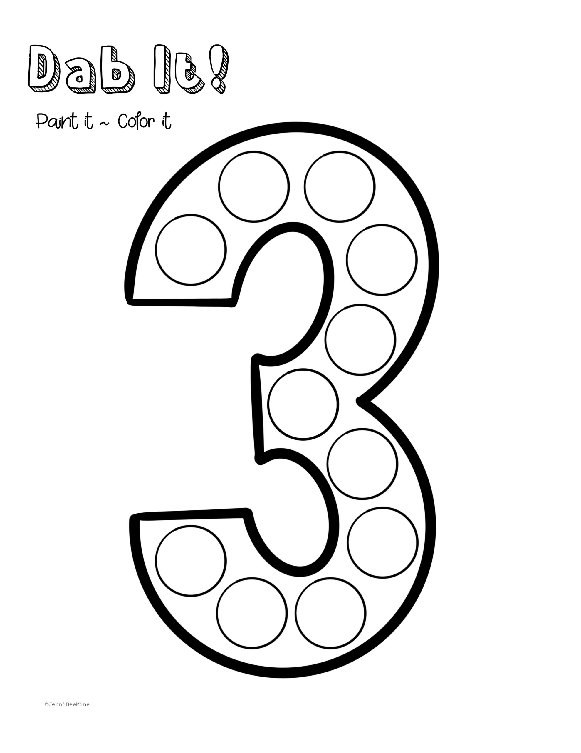 Free Preschool Printables Number 3 Jennibeemine Worksheets 